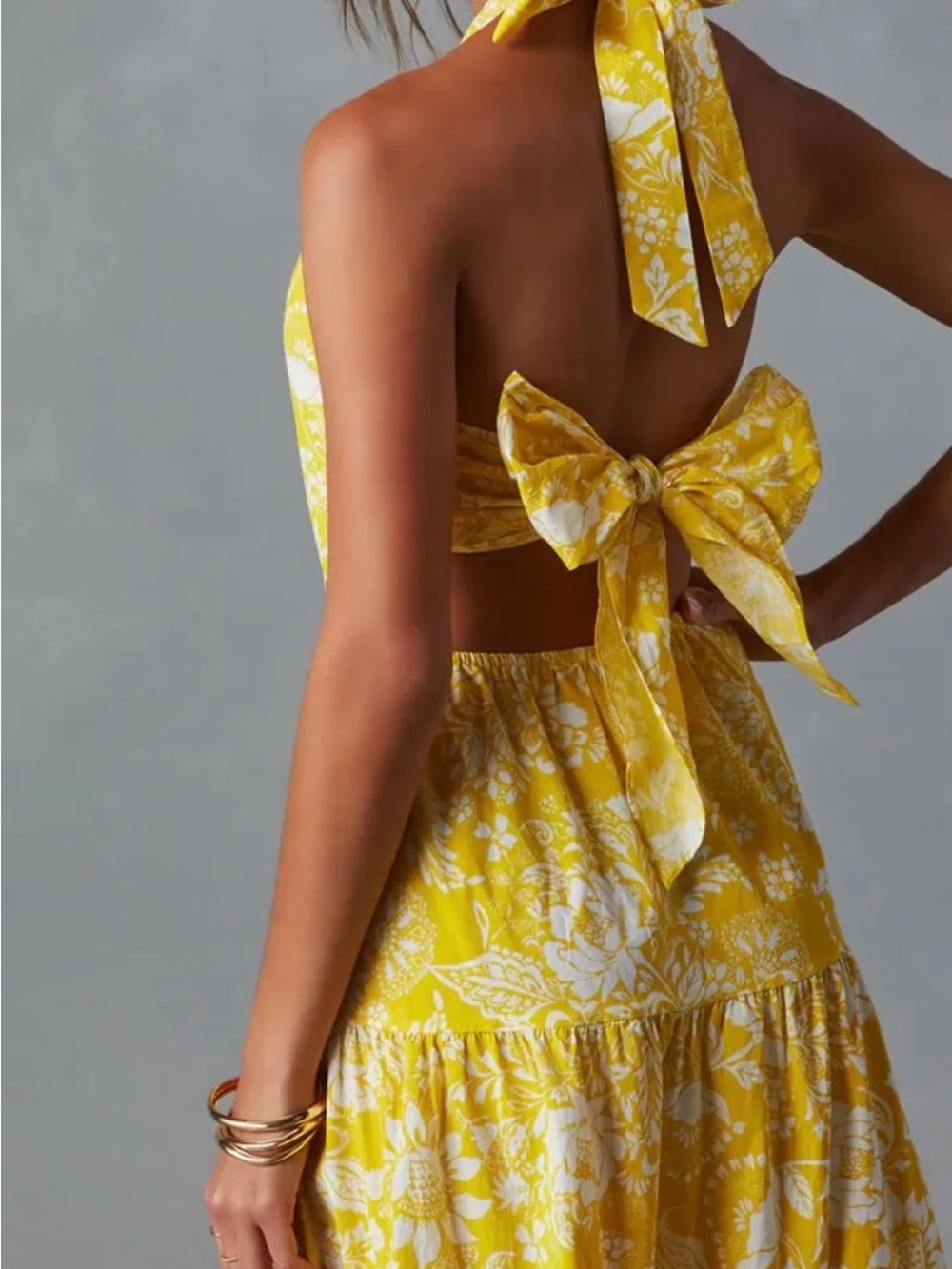 VICI Yellow Floral Halter Maxi Dress - Women's Summer Dress S - Picture 4 of 10